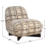 Evans Modern Armless Accent Chair Beige / Brown - Beige / Dark Brown by Uttermost - View 9