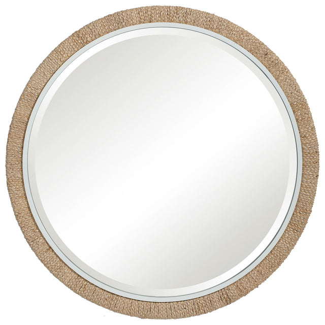 Carbet Round Rope Mirror - Light Brown / White by Uttermost - View 1