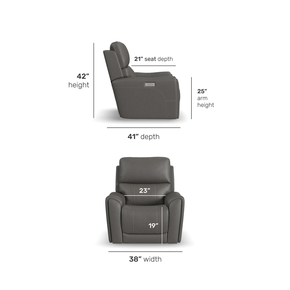 Carter Power Recliner With Power Headrest & Lumbar - Smoke | Flexsteel