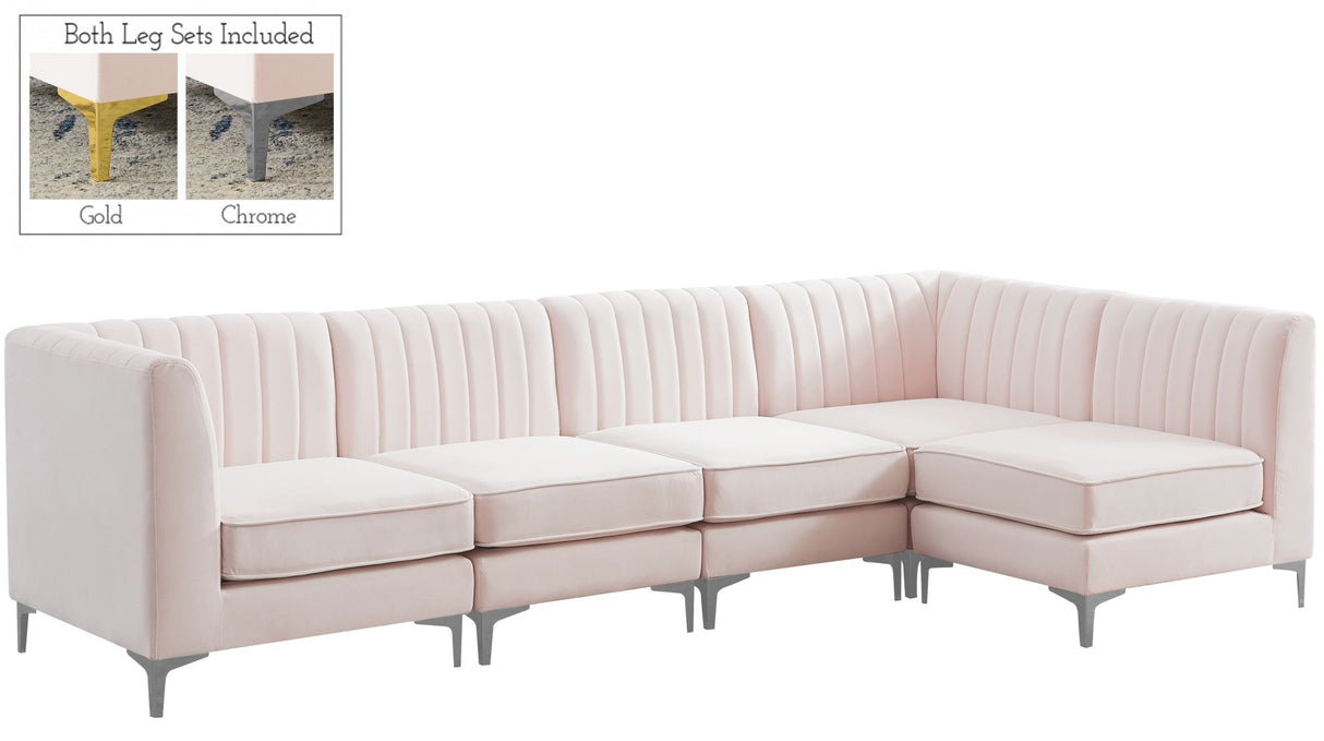 Alina - Modular Sectional 5 Piece - Pink - Fabric - 604Pink - Sec5B - Home Elegance USA - 5