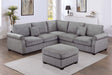4pc Sectional Set Matching Pillow Cocktail Ottoman Corner Wedge Right And Left Arm Loveseat Corduroy Upholstered Fog Finish Primary Living Room - sold by Home Elegance USA