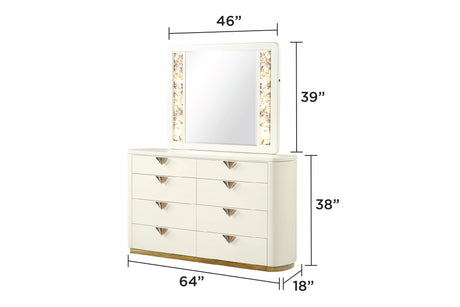 La Pierre Modern Style 4 Pc King Upholstered Bedroom Set Made with Wood and Gold Accents in Beige(CA INVENTORY) - sold by Home Elegance USA