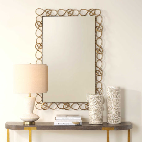 Twist It Mirror Antique Brass - Gold by Uttermost - View 2