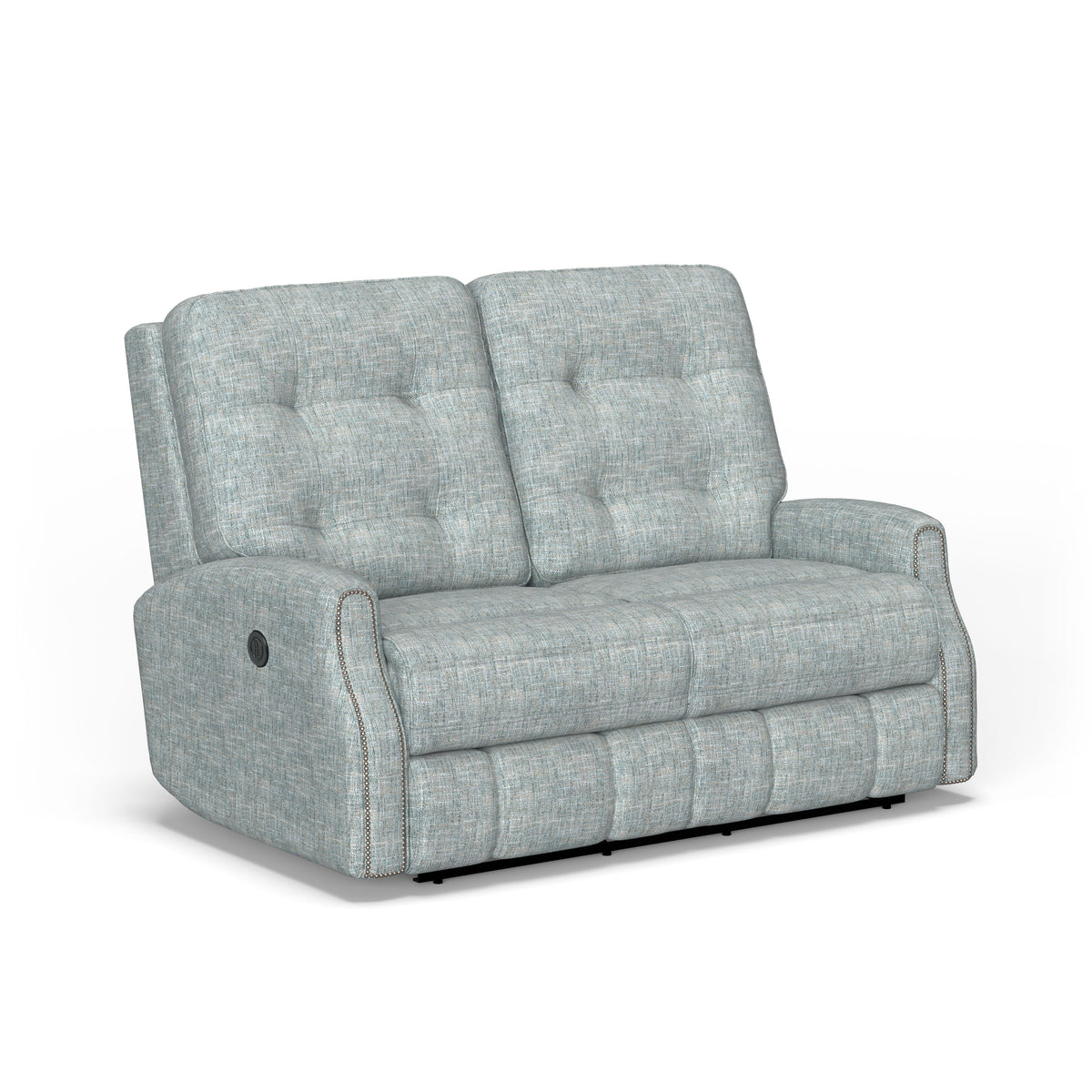 Devon Transitional Fabric Power Reclining Loveseat With Nailhead Trim | Flexsteel