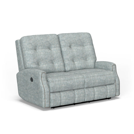 Devon Transitional Fabric Power Reclining Loveseat With Nailhead Trim | Flexsteel