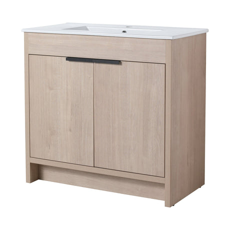 36 Inch Freestanding Bathroom Vanity with White Ceramic Sink & 2 Soft - Close Cabinet Doors (BVB02436PLO - F - BL9090B),W1286S00063 - W999S00065 - image - 17