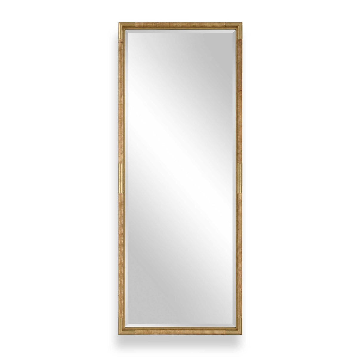 Kampar Full Length Rattan Tall Mirror - Gold by Uttermost - View 1
