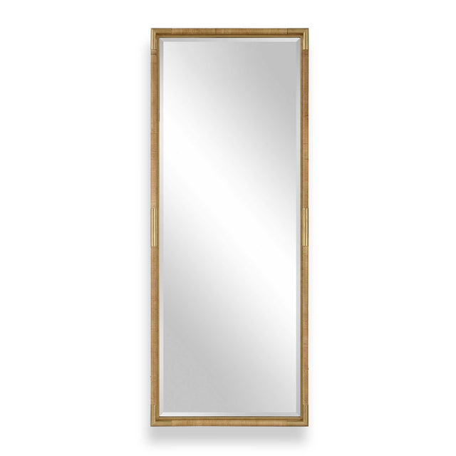 Kampar Full Length Rattan Tall Mirror - Gold by Uttermost - View 1