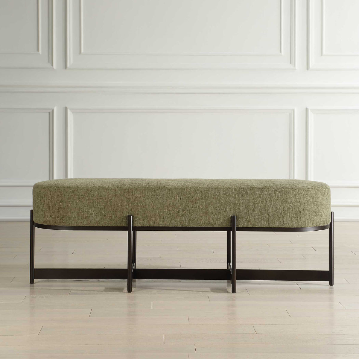 Merino Fabric Bench Moss - Green by Uttermost - View 3