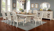 Antique White Dining Room 9pc Set Table W Leaf And 6x Side Chairs 2x Arm Chairs Ivory Fabric Upholstered Seat