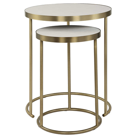 Aragon Nesting Tables (Set of 2) White - Bronze by Uttermost - View 4
