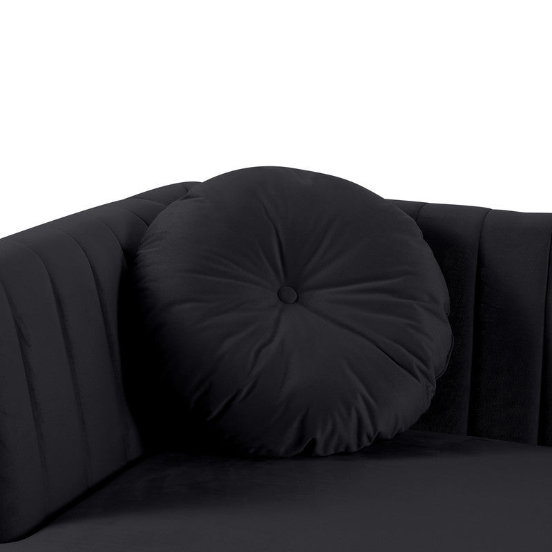 Chloe Black Velvet Sectional Sofa Chaise with USB Charging Port - Home Elegance USA