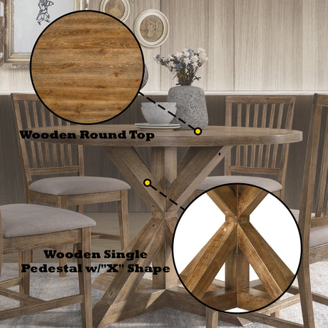 Wallace II Weathered Oak 5PCs Dining Room Set - sold by Home Elegance USA