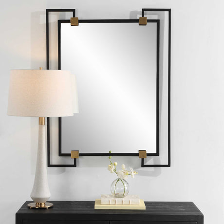 Ivey Rectangle Industrial Mirror - Black by Uttermost - View 3