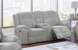 1pc Motion Loveseat Ash Color Fur Like Corduroy Living Room Reclining Couch Plush Textured Seat