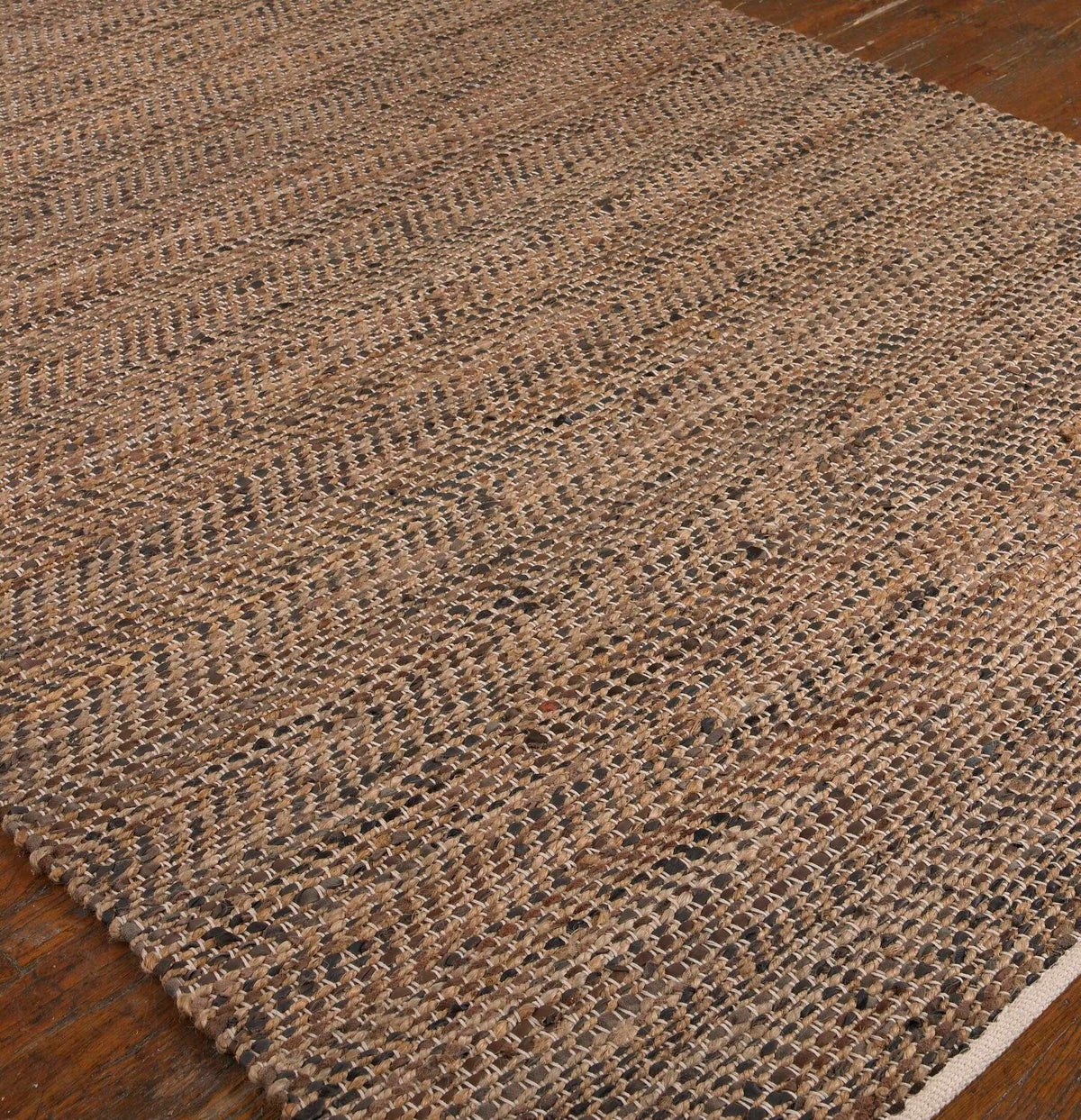 Tobais 8 X 10 Rescued Leather & Fabric Rug - Light Brown by Uttermost - View 1