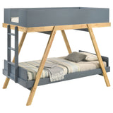 Crispin Blue Twin Over Twin Bunk Bed with Mattresses - sold by Home Elegance USA