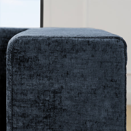 Modern U-Shaped 143' Cloud Sectional Couch with Comfy Chaise in Blue Chenille - sold by Home Elegance USA