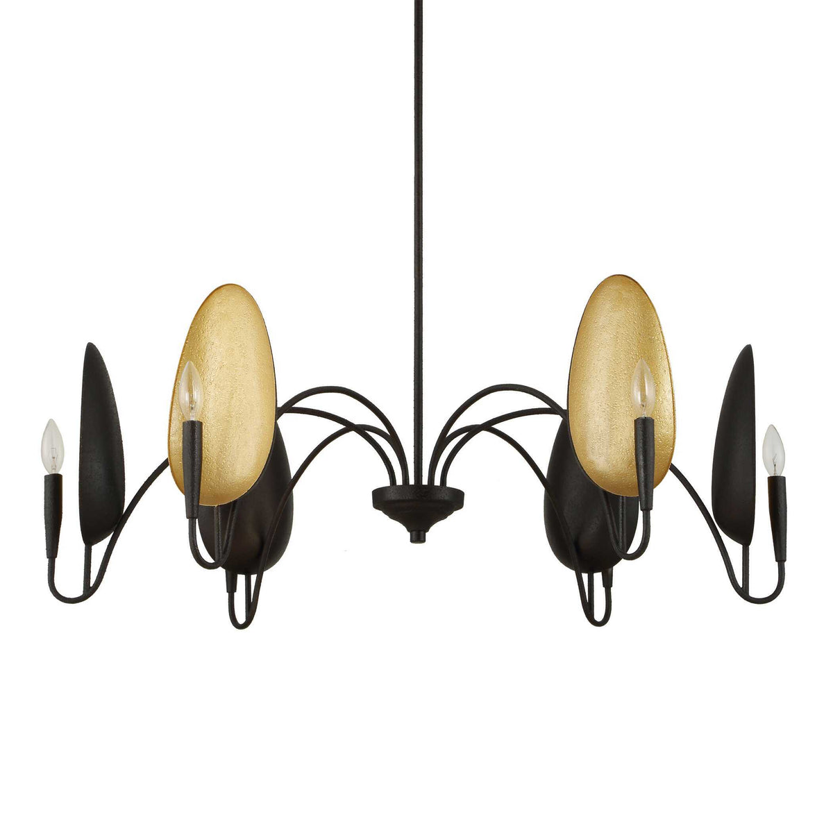 Warwick 6 Light Chandelier Matte Black - Black / Gold by Uttermost - View 7