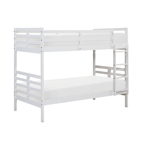 Twin over Twin Bunk Bed 1pc Classic White Finish Youth Bedroom Furniture Durable Wood - sold by Home Elegance USA