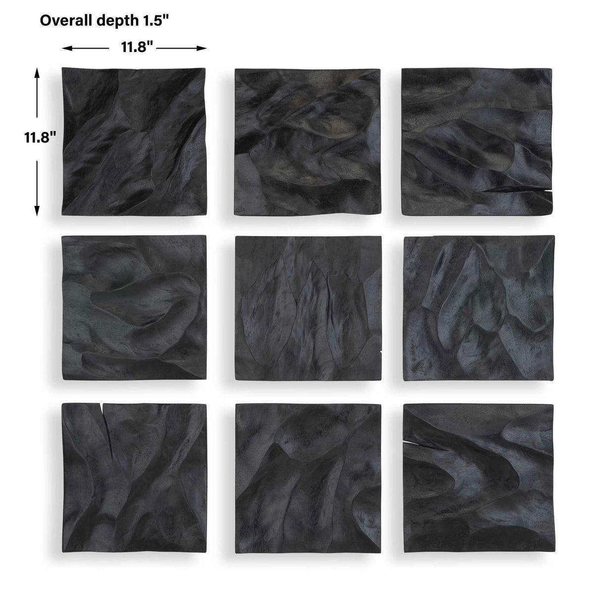 Malosi Wood Wall Decor (Set of 9) - Black by Uttermost - View 6