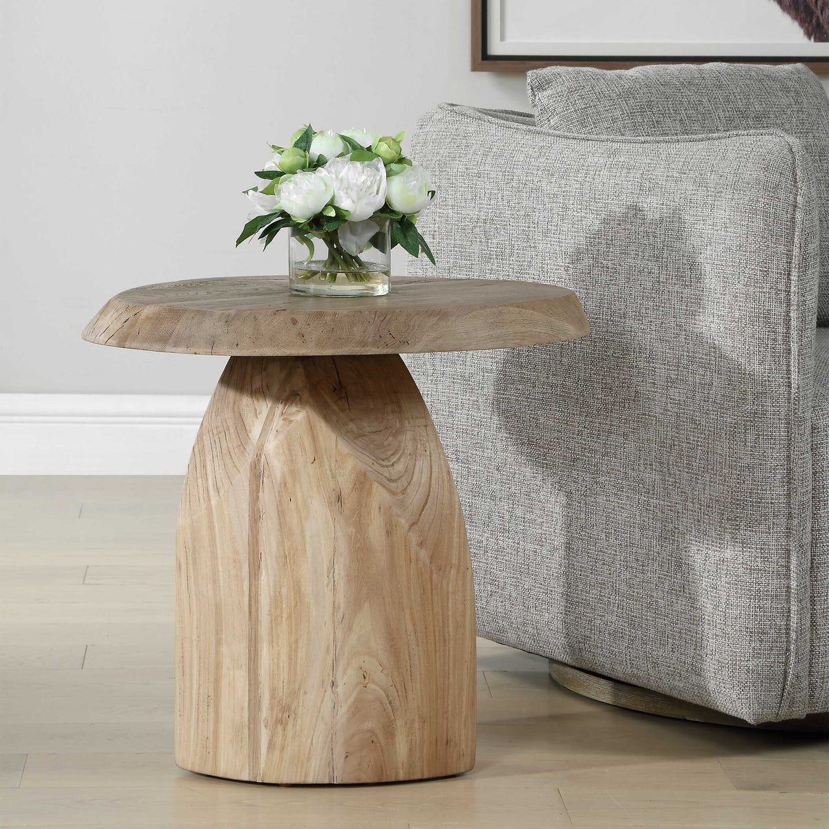 Tiernan Reclaimed Oak Round Side Table Woodtone - Light Brown by Uttermost - View 3
