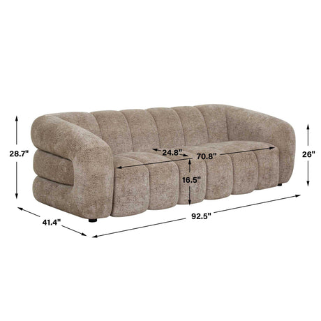 Modella Upholstered Chenille Sofa - Light Brown by Uttermost - View 12