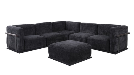 120' length , Fashionable modular sofa with iron and wood frame chenille sofa, black ,uitable for living room - sold by Home Elegance USA