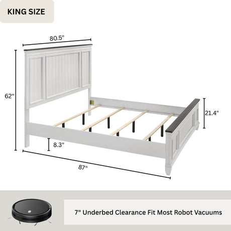 Clelane Wood Bedroom 5 piece Set with Shiplap Panel King Bed, Dresser, Mirror, Nightstand, and Chest - sold by Home Elegance USA