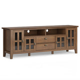 Artisan 72 inch Wide Solid Wood TV Stand in Rustic Natural Aged Brown For TVs up to 80 inches