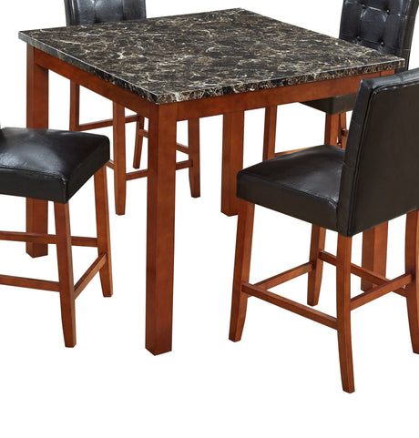 Beautiful Modern Style 5pc Counter Height Dining Room Set Brown Finish Square Table Faux Leather Upholstery Fabric Chairs Wooden Furniture - sold by Home Elegance USA