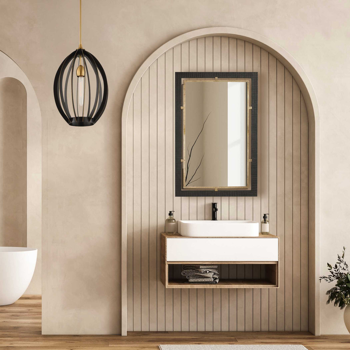 Guerra Mirror Walnut & Brass - Bronze / Dark Brown by Uttermost - View 2