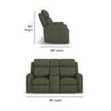 Felix Power Reclining Loveseat With Console, Power Headrest, Lumbar, Heat & Massage - Forest Green | Flexsteel