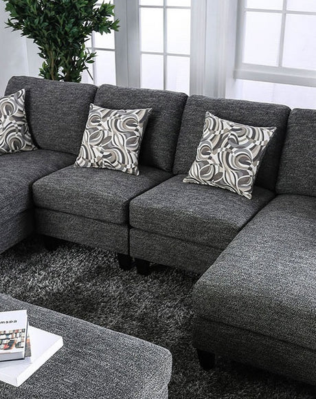 Gray Chenille 5pc Sectional Set Living Room Furniture Pillows Armless Chair Ottoman Chaise Plush Couch Sectionals - sold by Home Elegance USA