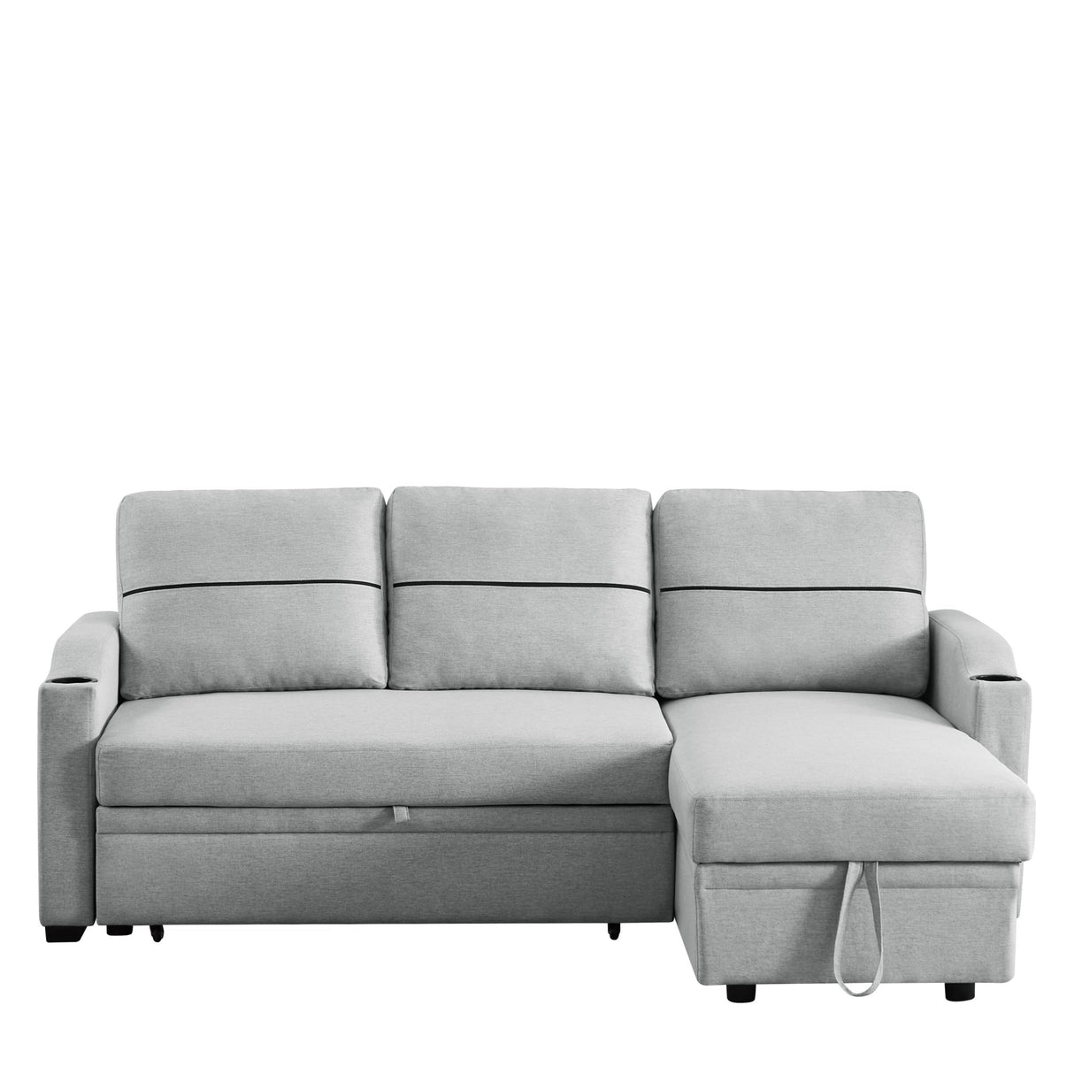 9191 Light gray pull - out storage sofa | Home Elegance USA