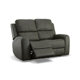 Linden Power Reclining Loveseat With Power Headrests & Lumbar - Charcoal | Flexsteel