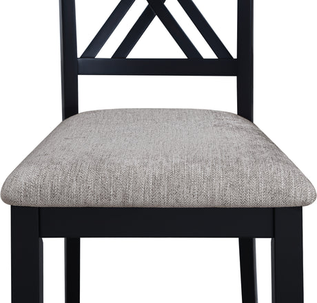 7-Pc Dinette Set Light Black Gray Rectangular Table Grey Upholstered Chairs Transitional Dining Room Wooden Dining Set Furniture - sold by Home Elegance USA