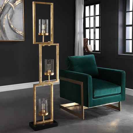 Cielo Staggered Rectangles Floor Lamp - Gold / Black by Uttermost - View 5