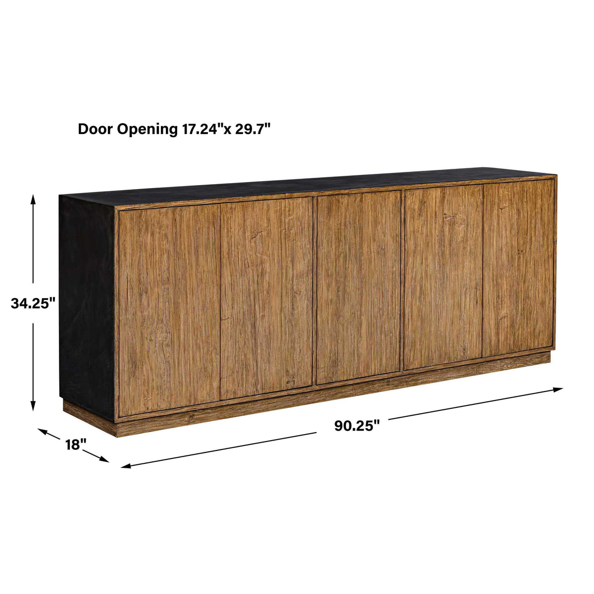Kelvin 5 Door Wood Media Console - Light Brown by Uttermost - View 9