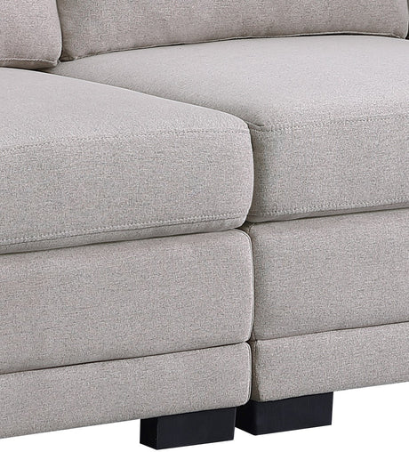 Kristin 121.5' Light Gray Linen Fabric Reversible Sectional Sofa with 2 Ottomans - sold by Home Elegance USA