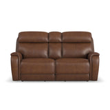 Walker Power Reclining Loveseat With Console, Power Headrest & Lumbar - Light Brown | Flexsteel
