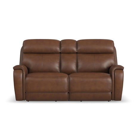 Walker Power Reclining Loveseat With Console, Power Headrest & Lumbar - Light Brown | Flexsteel