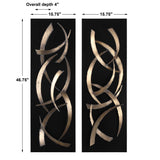 Brushstrokes Metal Wall Art (Set of 2) - Black / Yellow by Uttermost - View 5