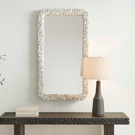 Barnacle Rectangular Mirror - White by Uttermost - View 3