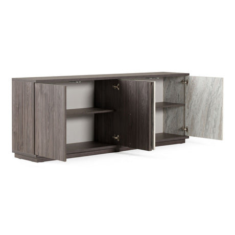 Nova Domus Cairo - Modern Grey Elm and White/Grey Marble Pattern Buffet