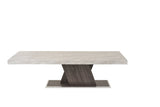 Vig Furniture Nova Domus Cairo - Italian Modern Faux Marble & Pecan Elm Extendable Dining Table