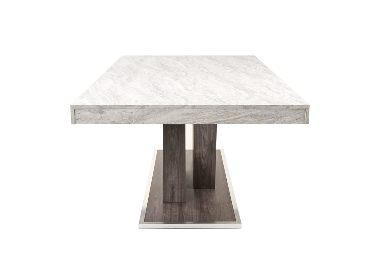 Vig Furniture Nova Domus Cairo - Italian Modern Faux Marble & Pecan Elm Extendable Dining Table