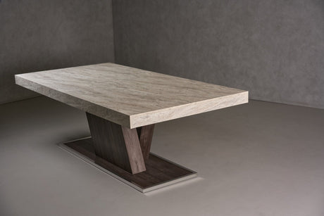 Vig Furniture Nova Domus Cairo - Italian Modern Faux Marble & Pecan Elm Extendable Dining Table