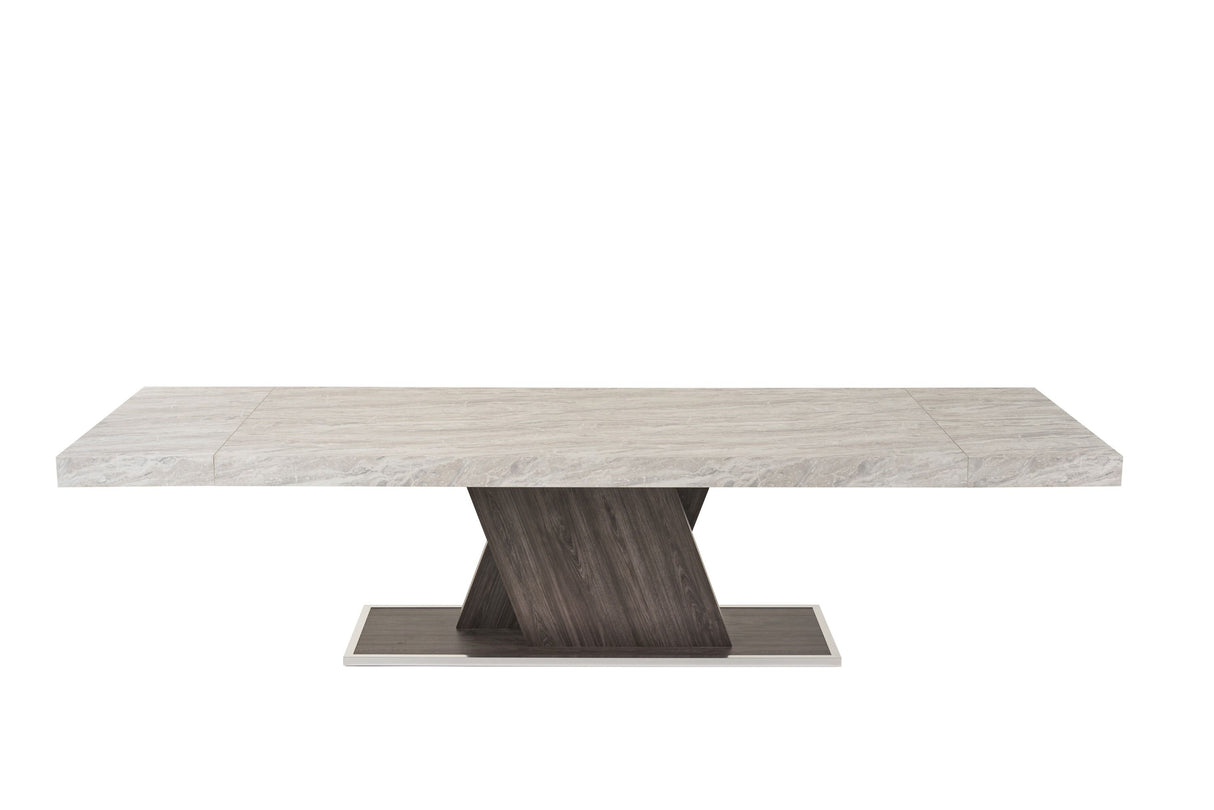 Vig Furniture Nova Domus Cairo - Italian Modern Faux Marble & Pecan Elm Extendable Dining Table