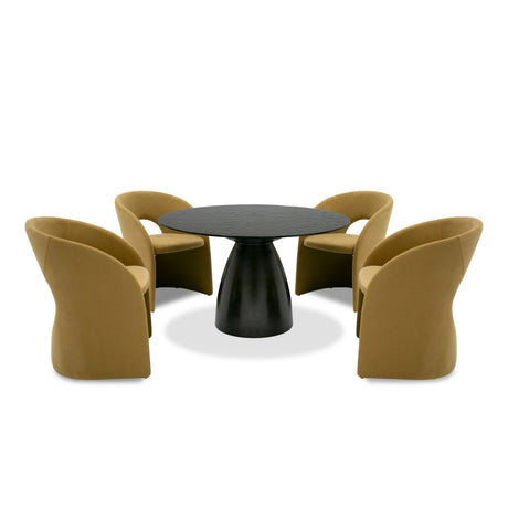 Modrest Calexico - Contemporary Black Wave Glass Round Dining Table | VIG - Home Elegance USA